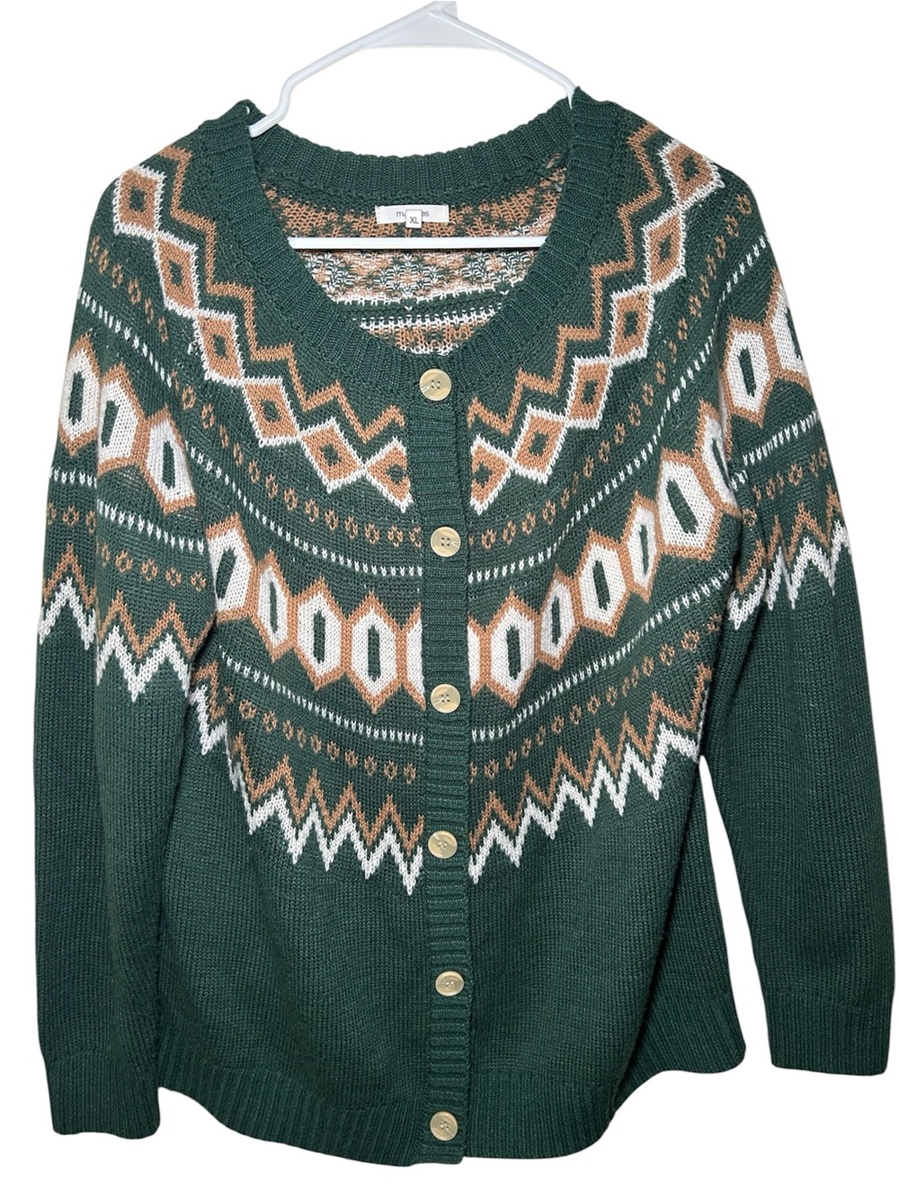 Maurices Forest Green Patterned Button-Front Women's Sweater Cardigan XL